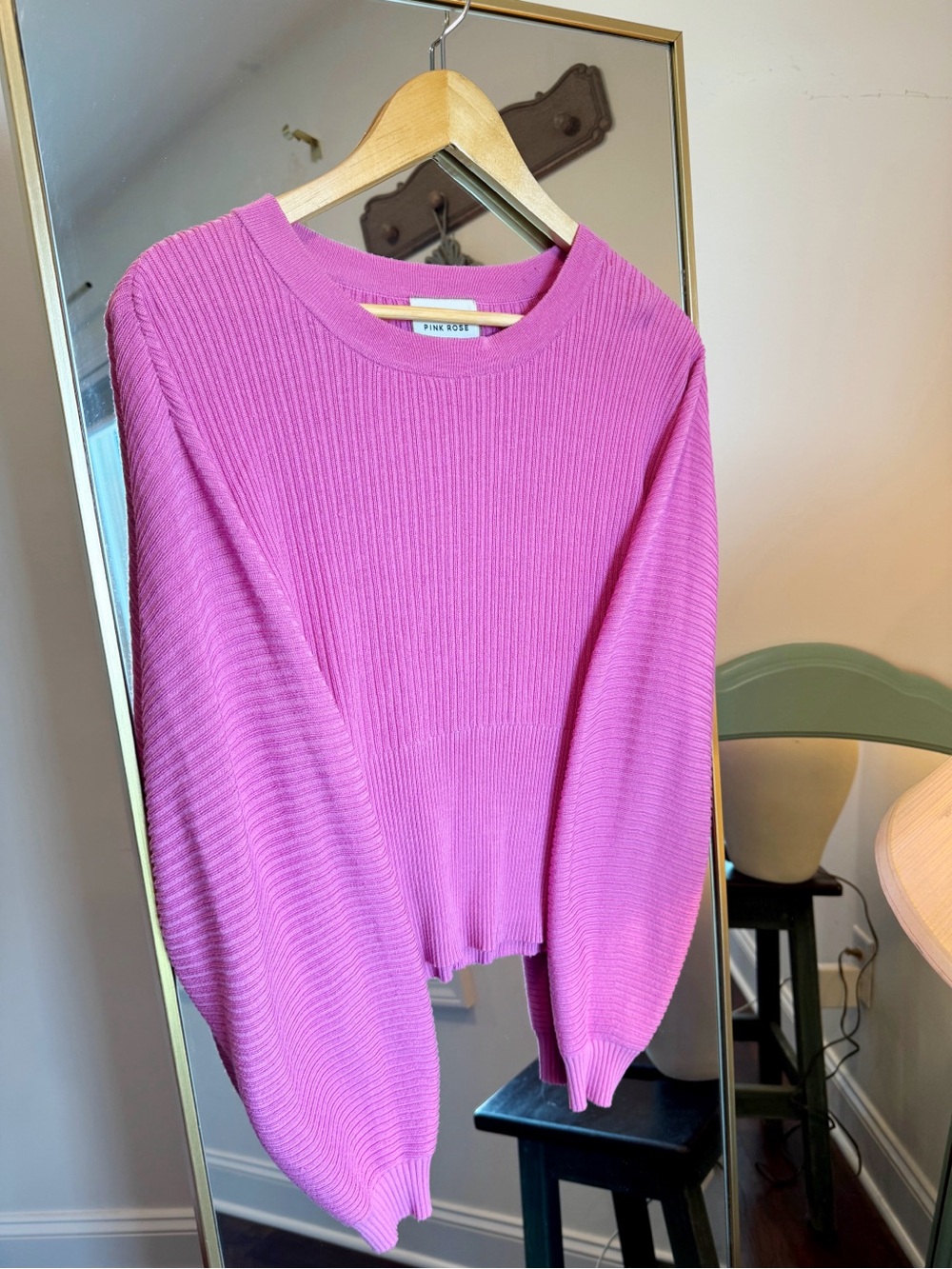Pink Rose Vibrant Pink Ribbed Top